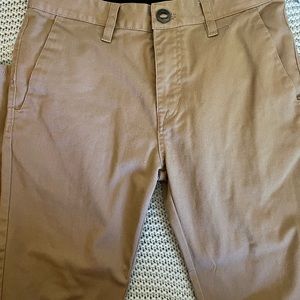 NWOT VOLCOM FRICKIN MODERN STRETCH CHINO PANTS - TAN, SIZE 27
